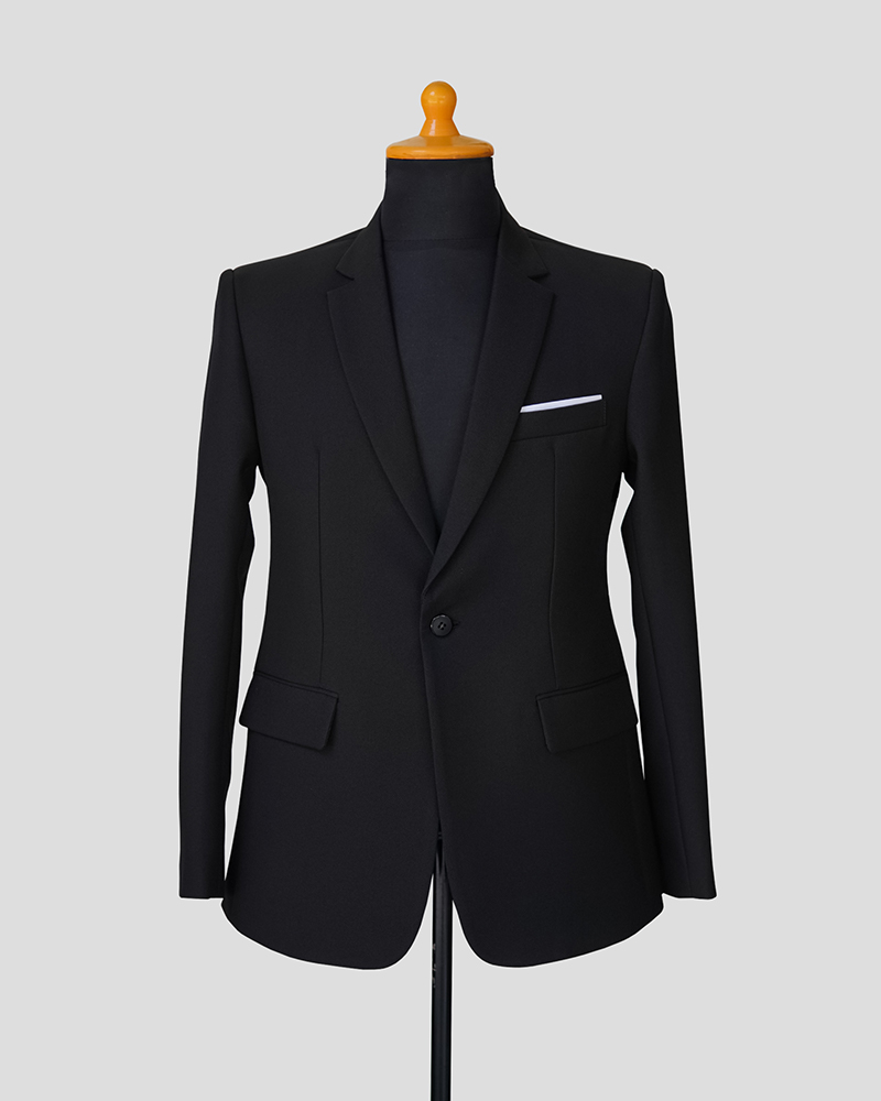 Setelan Basic Suit List White - Black